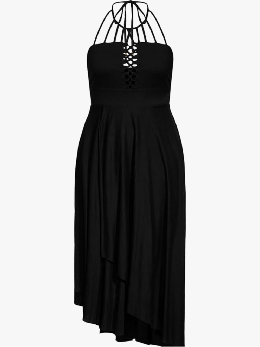 City Chic Black Halter Maxi Dress with Tie-Back Straps - Picture 3 of 6